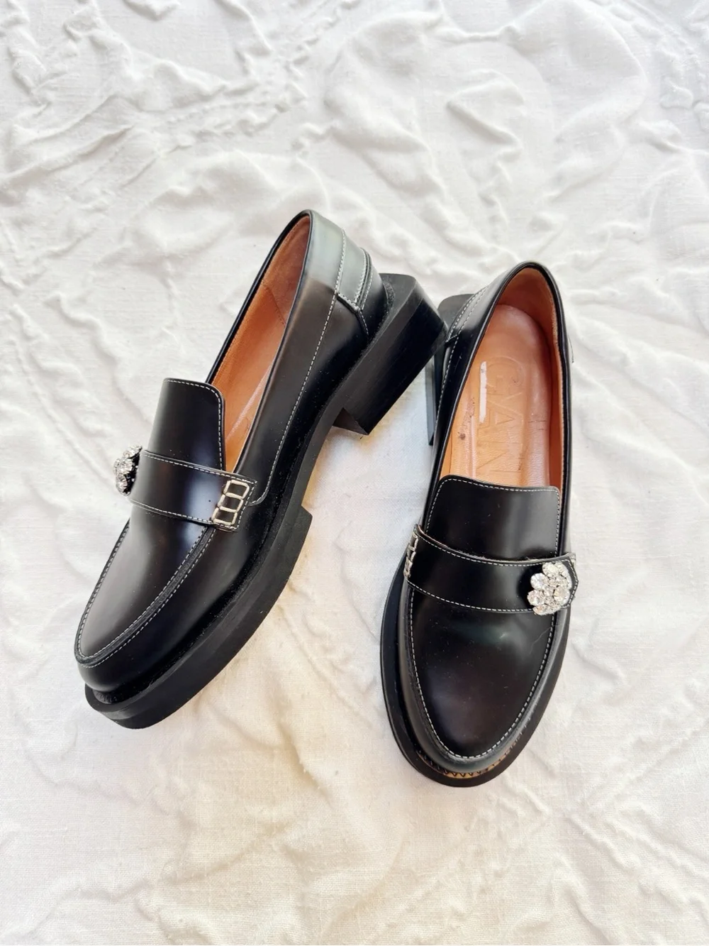 Ganni Jewel Button Loafer Size 5 New - Picture 8 of 12